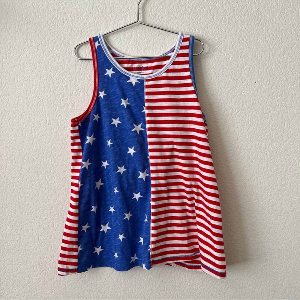 Cat & Jack red white blue 4th of July Stars Stripes flyaway back tank top
